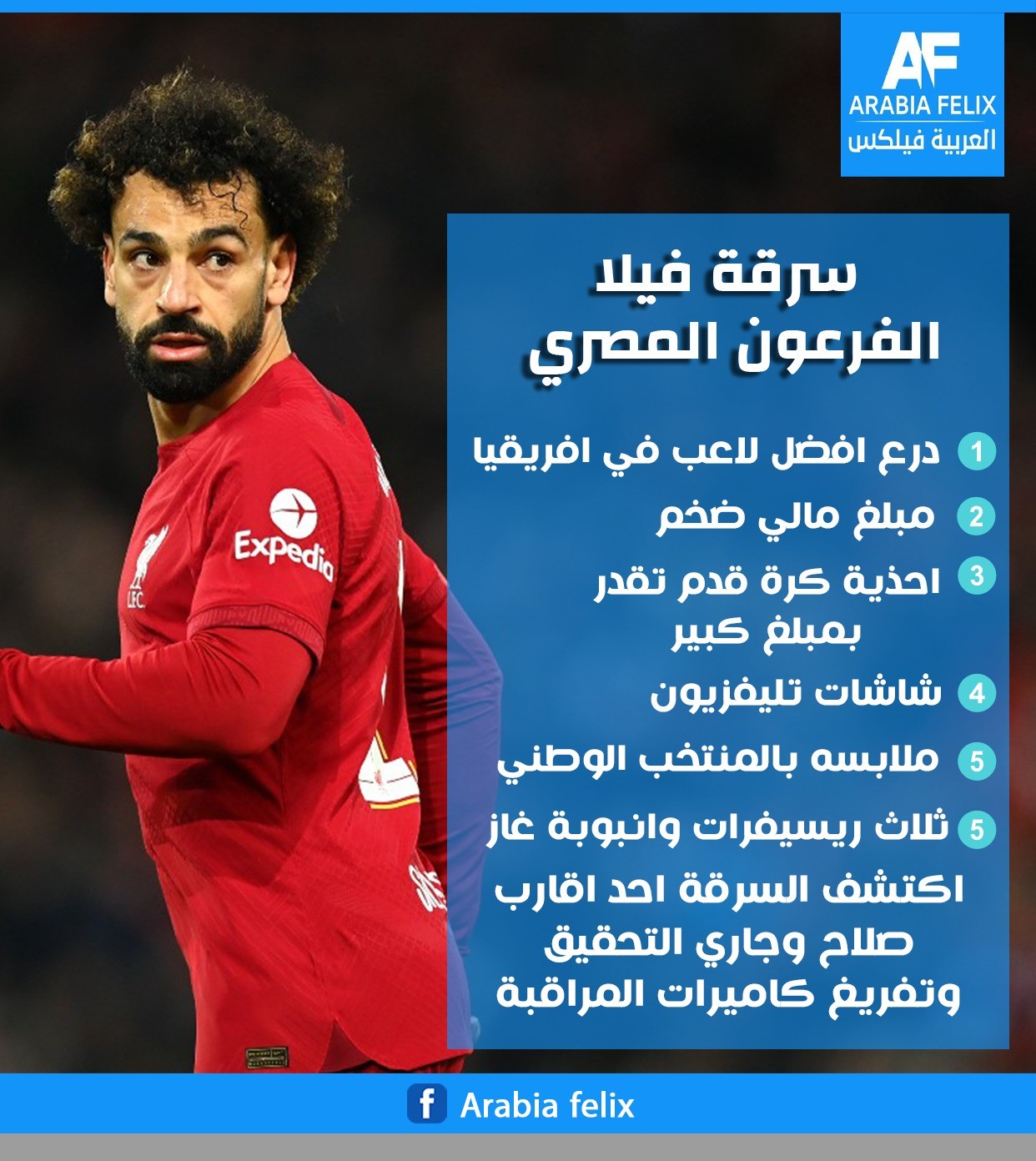 سرقة فيلا الفرعون المصري بالقاهرة.. محمد صلاح ينضم لقائمة أبرز 10 لاعبين تعرضوا للسرقة والخسارة